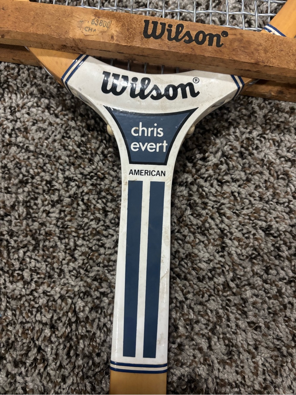 Wilson White and Navy Decorative Wooden Tennis Racket Accent